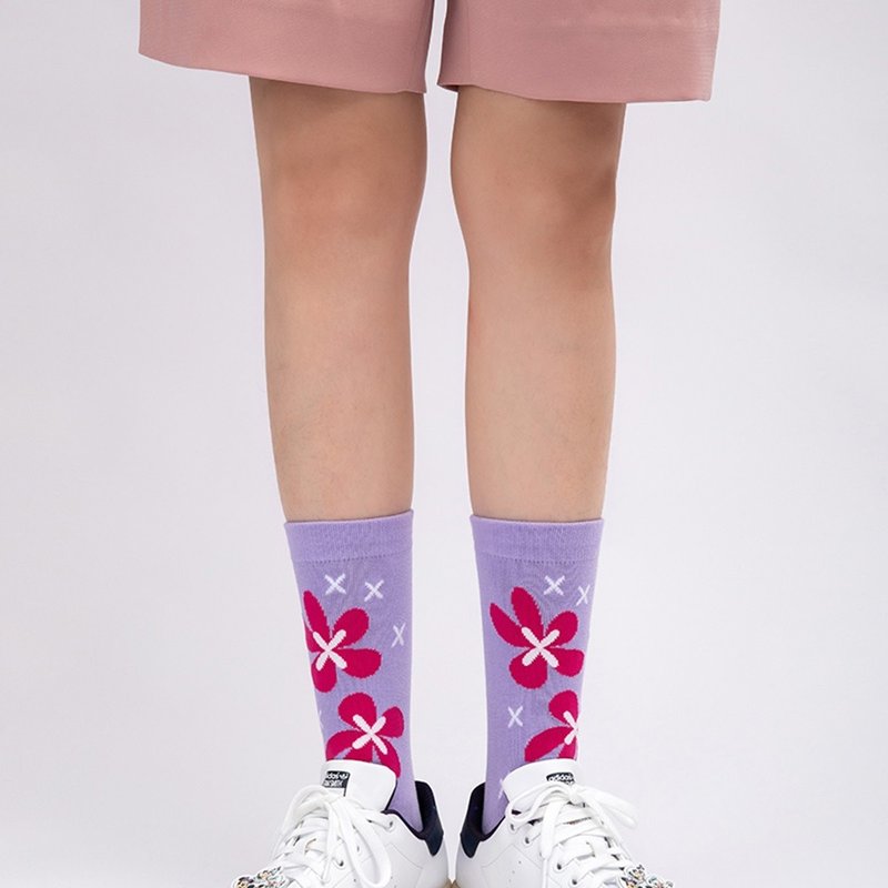 Blooming floral print mid-calf socks - Socks - Cotton & Hemp 