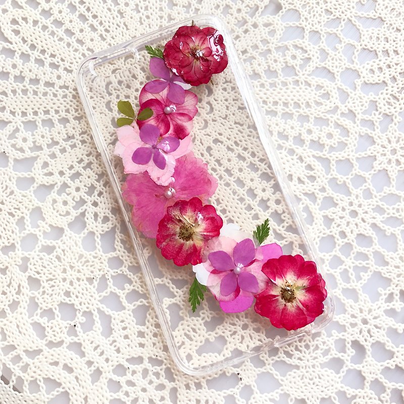 iPhone 7 ケース 本物のお花使用 スマホ レッド 押し花 011 - スマホケース - 寄せ植え・花 レッド