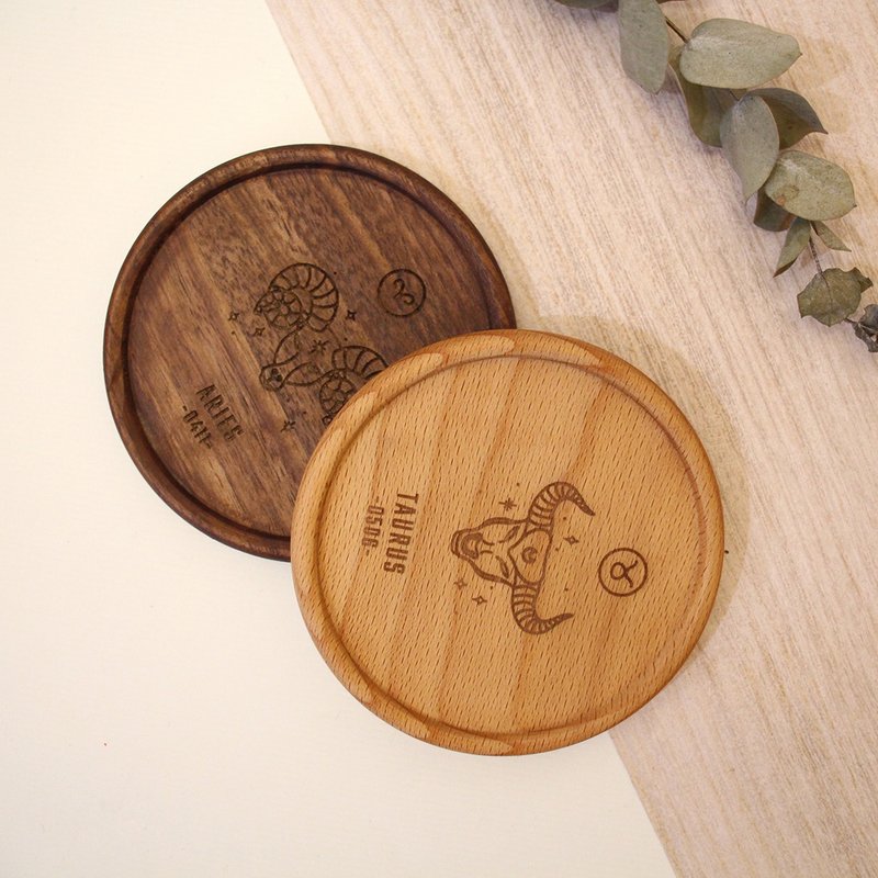 【Maki Design-Constellation Series】Venus Venus Round Grooved Wooden Coaster-Customized Date - Other - Wood 