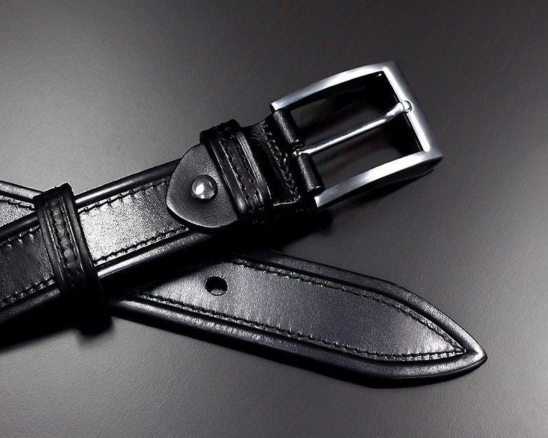 Handmade Leather Belt, Men's Belt, Sword Tail Belt, Black Leather Belt, Gifts - เข็มขัด - หนังแท้ 