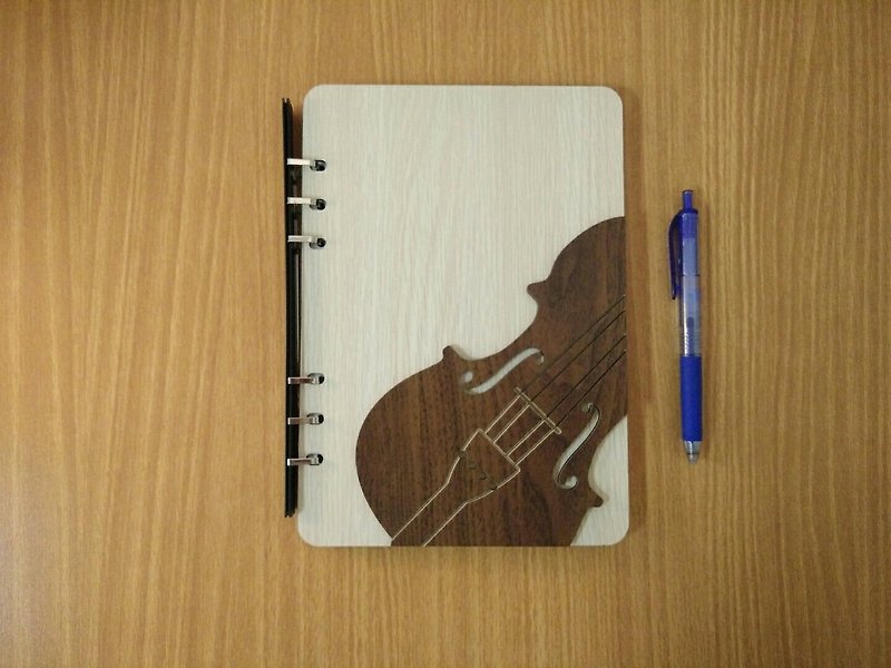 【教師節禮物】A5兩片活頁6孔筆記本 立體小提琴 禮品 文具 - 筆記本/手帳 - 木頭 咖啡色