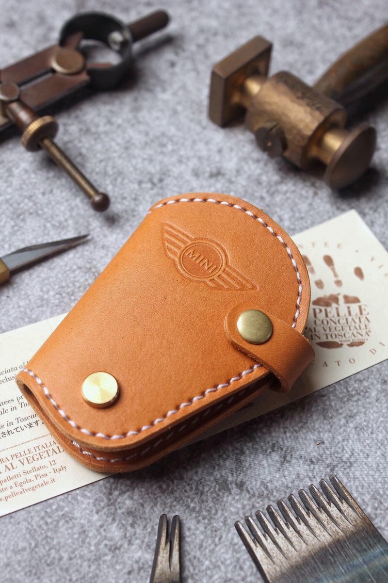 寶馬迷你 MINICooper Countryman R56 R59 Clubman 汽車鑰匙皮套 - 鑰匙圈/鑰匙包 - 真皮 黑色