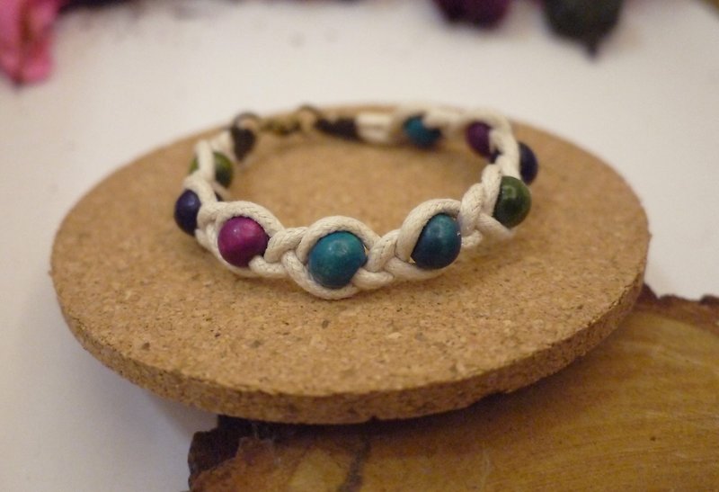 Wooden bead vintage bracelet - Bracelets - Other Materials Multicolor