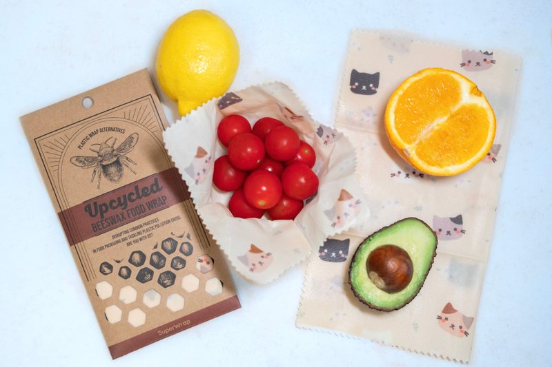 Cream Cattitude | Superwrap Upcycled Beeswax Food Wrap - Cookware - Eco-Friendly Materials 