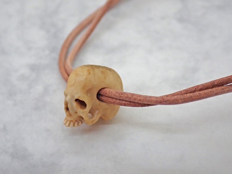 Japanese small skull bead for brecelet with horizontal hole Deer Antler-b - Bracelets - Other Materials 