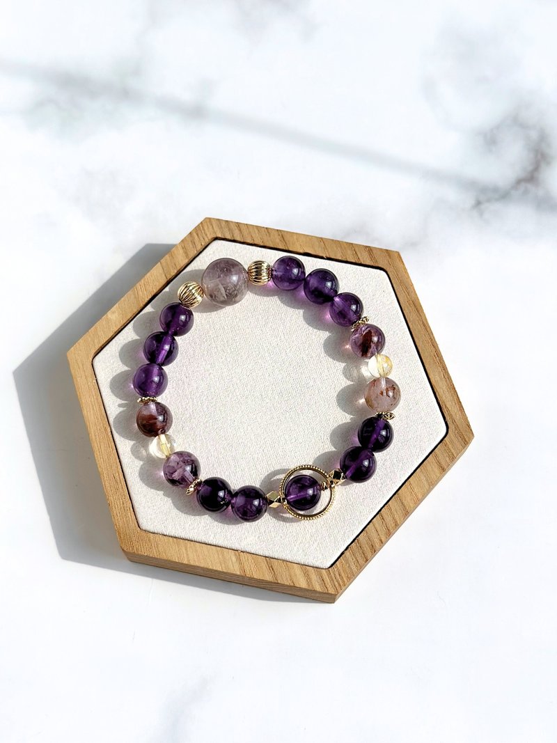 [Crystal Mine Bracelet] Purple Ghost/Amethyst/Citrine/Elastic Thread Bracelet - สร้อยข้อมือ - คริสตัล 