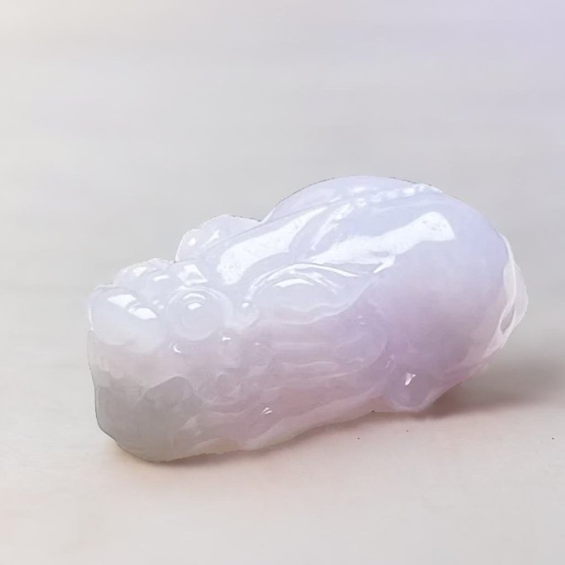 【招財神獸】冰種紫羅蘭翡翠貔貅 | 天然緬甸玉翡翠A貨 | 送禮 - 擺飾/家飾品 - 玉石 透明