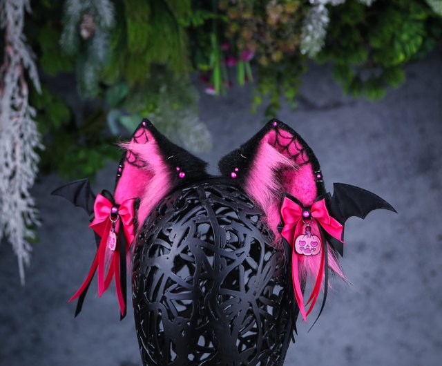 ホットピンクチェシャ猫耳フェイクファー猫耳カチューシャ - ショップ