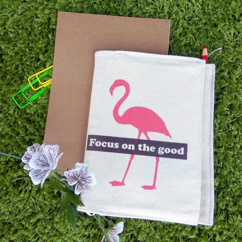 Wen Chong design pink crane retro canvas clothes - Notebooks & Journals - Cotton & Hemp 