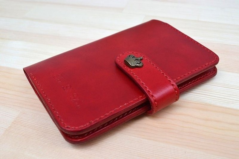Genuine leather cowhide vegetable tanned leather hand-made passport case for overseas travel can be customized color printing English characters - ที่เก็บพาสปอร์ต - หนังแท้ สีแดง