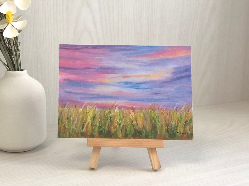 12/ Sky of Love, bycolaa oil pastel postcard - Cards & Postcards - Paper 