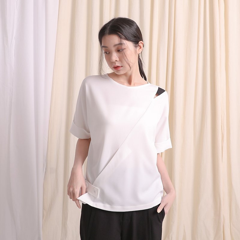 [Classic Original] Unlimited_Unlimited Cut Tops_CLT009_月光白 - Women's Tops - Polyester White