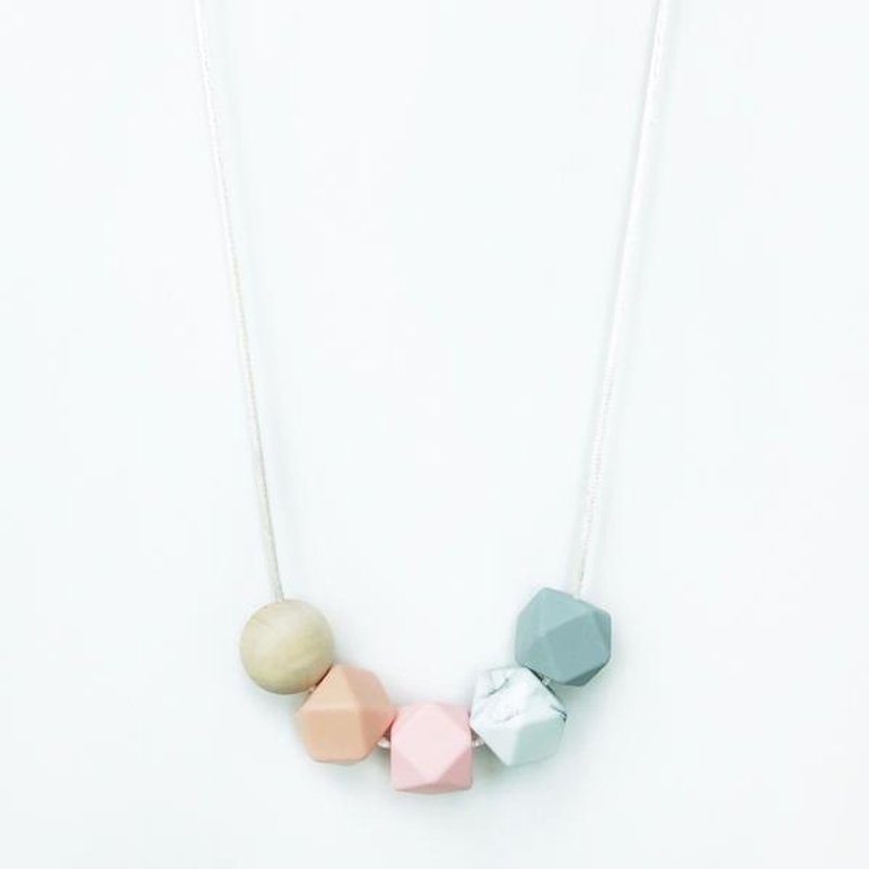 Other Materials Necklaces Pink - HEX WOOD NECKLACE - ROSE QUARTZ