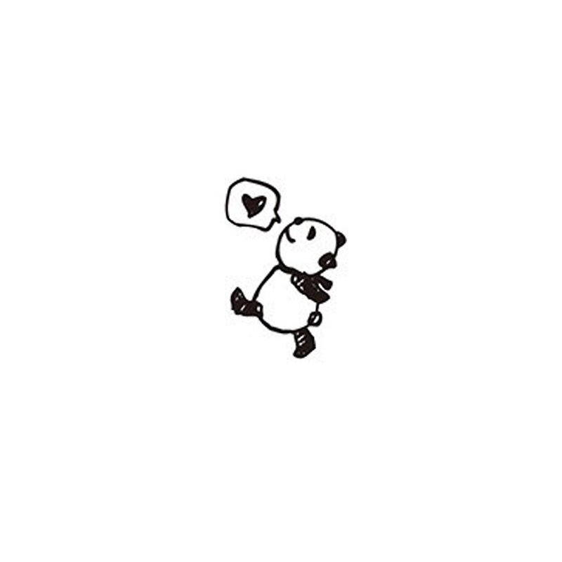 【KODOMO NO KAO】Panda wood seal is in a good mood - วาดภาพ/ศิลปะการเขียน - ไม้ สีกากี
