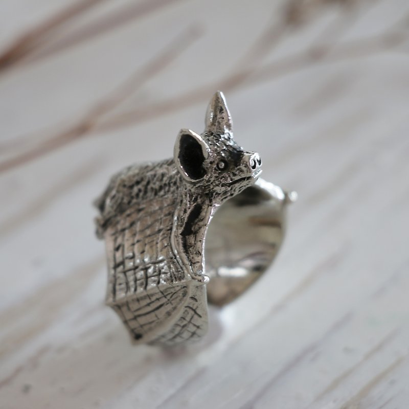 Bat Ring Wing Jewelry Halloween Vampire Adjustable celtic owl Bird Silver zombie - General Rings - Other Metals Silver