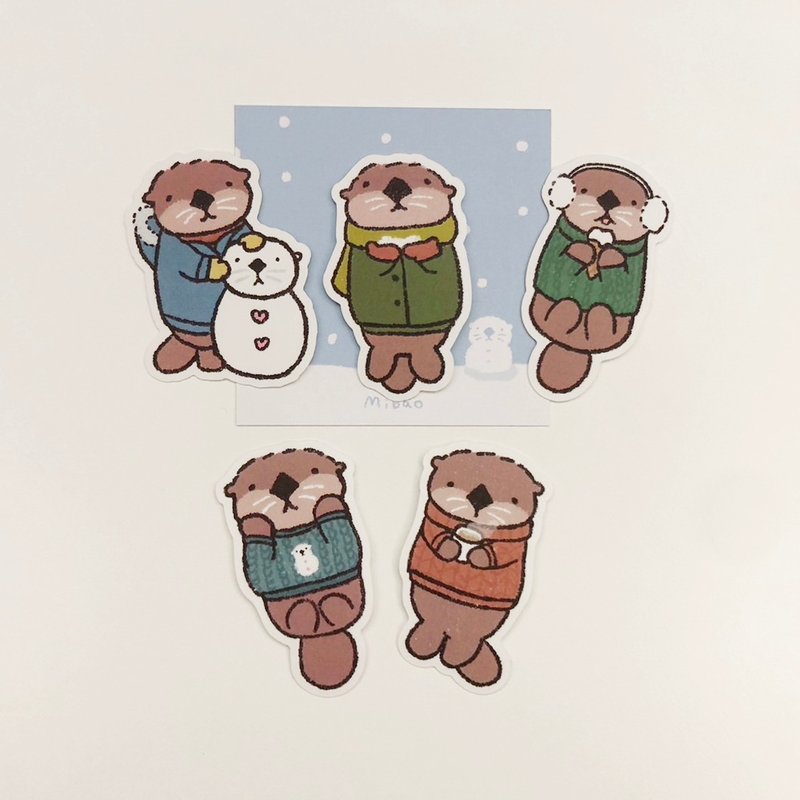 Sea Otter Mibao  Waterproof Stickers Winter Outfit Series - Stickers - Paper 