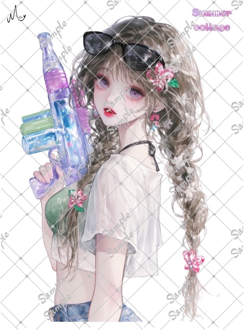 オリジナル人物ステッカー期間限定 Summerシリーズ 8月10日まで - 貼紙 - 紙 