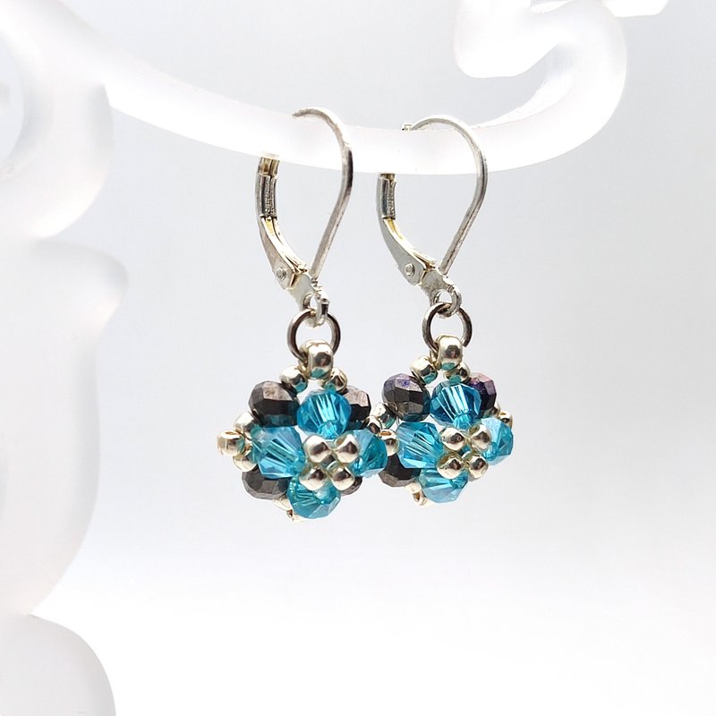 耳環, 日常搭配, 新娘耳環, 華麗耳環, 手作, Blue earrings, Simple earrings - ต่างหู - แก้ว สีน้ำเงิน