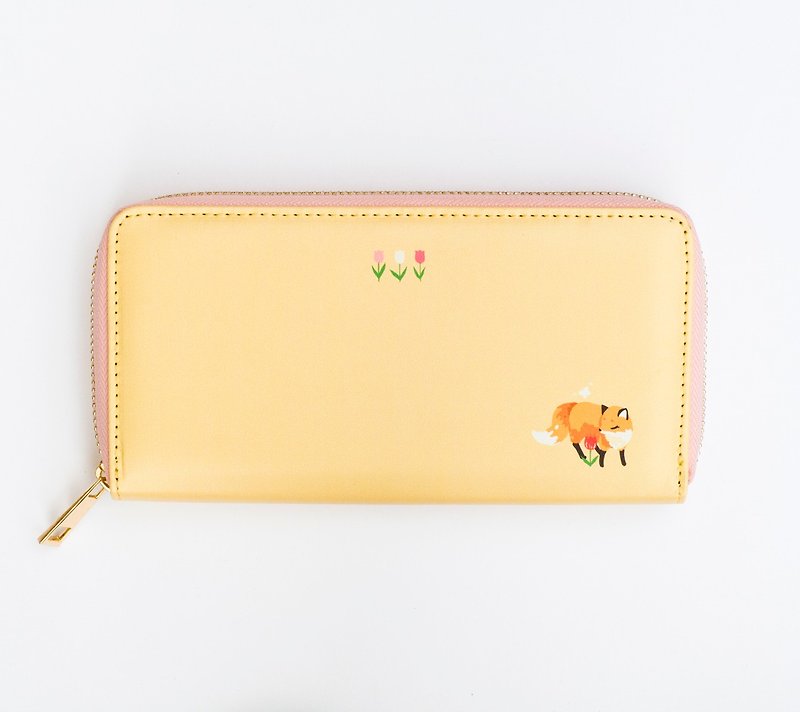 │ warm yellow flowers │ printing long clip - Wallets - Faux Leather Yellow