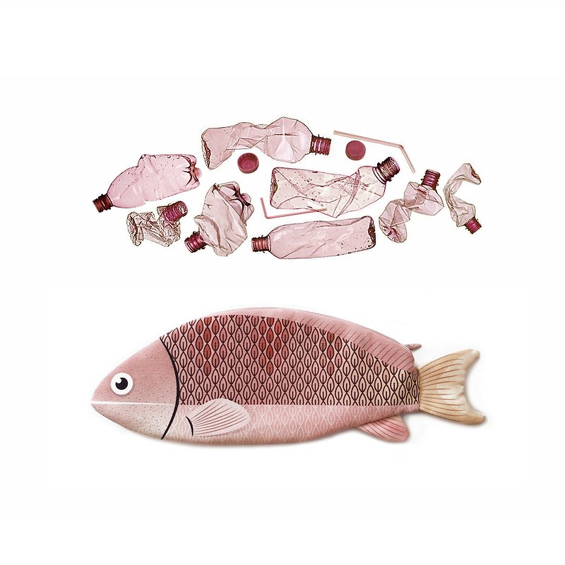 Red-belted Anthias fish pouch (PET bottles waste recycled fabric) - Handbags & Totes - Eco-Friendly Materials Pink