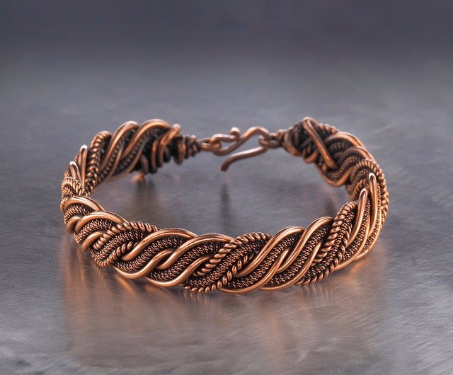 Wire wrapped pure copper bracelet for him or her Unique stranded wire  bracelet - Shop Wire Wrap Art Bracelets - Pinkoi