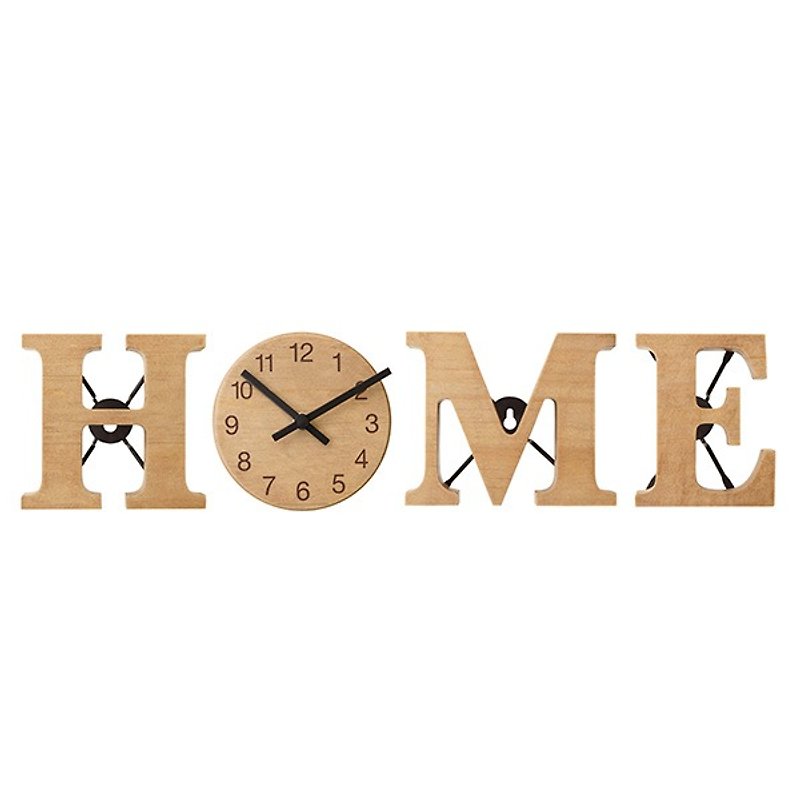 Alphabet Clock- HOME texture modeling wall clock - Clocks - Wood Brown