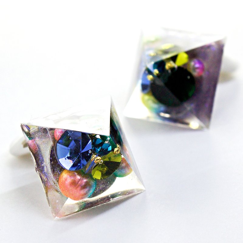 Pyramid Earrings (New Wave) - Earrings & Clip-ons - Resin Multicolor