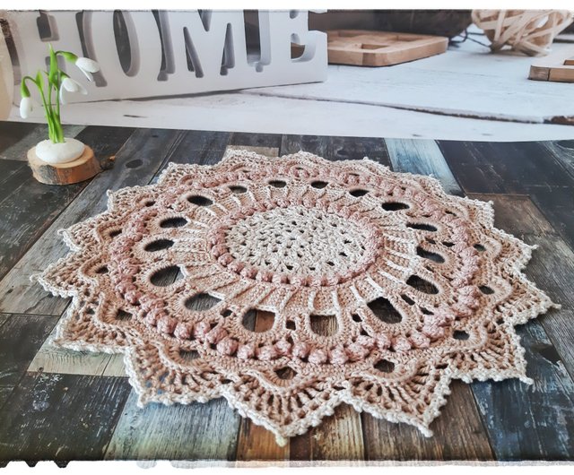 ハンドメイド*レース編みテーブルセンター直径約98cm