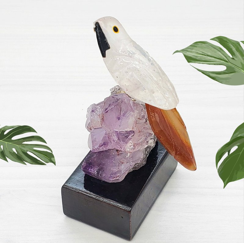 Crystal Parrot Wishes Manifestation*Brazilian Handicraft Healing Crystal Bird*p10 Amethyst Town - ของวางตกแต่ง - คริสตัล หลากหลายสี