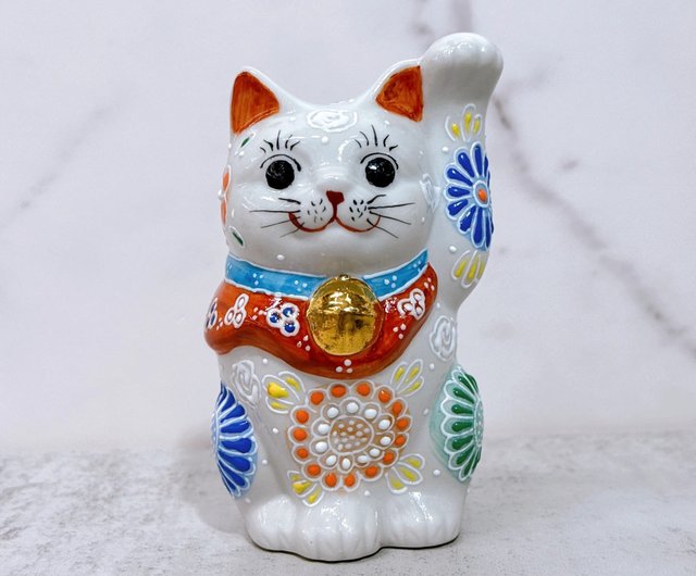 九谷焼　招き猫 送料無料】 8号招き猫・黄盛（布団付）なごみや本舗（九谷焼