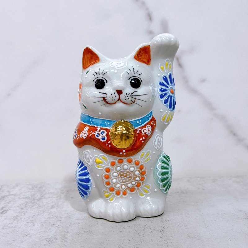 【彩瓷福貓】日本九谷燒招財貓 | 白盛 3.3號 - 擺飾/家飾品 - 瓷 白色