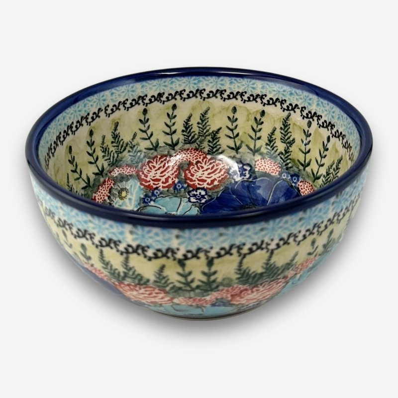 波蘭手繪手工陶-大碗 16cm 野花之歌系列 - 碗 - 陶 藍色
