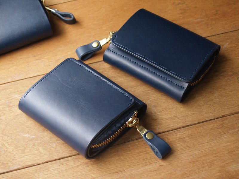 Personalized Wallet ( Custom Name ) - Navy Blue - Coin Purses - Genuine Leather Blue
