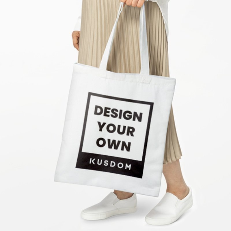 [Customized gift] 8oz cotton canvas shoulder bag | handbag | eco-friendly bag | shopping bag - Handbags & Totes - Cotton & Hemp White
