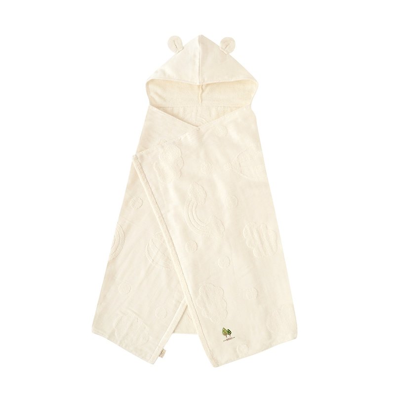 [SISSO organic cotton] hooded gauze silk flower bath towel - ครีมอาบน้ำ - ผ้าฝ้าย/ผ้าลินิน ขาว
