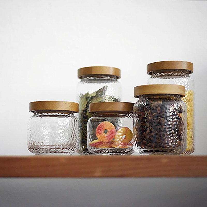 日式 錘紋玻璃密封罐 咖啡豆 干豆收納糖果罐創意禮物 - 居家收納/收納盒/收納用品 - 玻璃 銀色