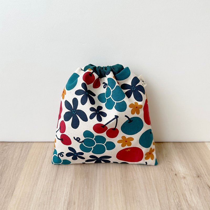 【River】Beam mouth storage pouch/printed fabric/fruit series/rice - Toiletry Bags & Pouches - Cotton & Hemp Multicolor