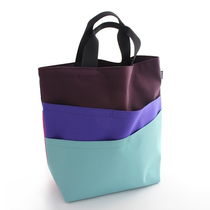 Layer tote bag large dark red x violet x water blue x pink - Handbags & Totes - Polyester Red