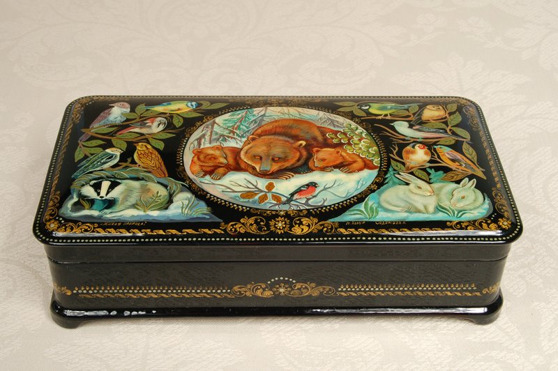 Wildlife lacquer box winter animals decor handmade Christmas Gift Wrapping - 擺飾/家飾品 - 其他材質 