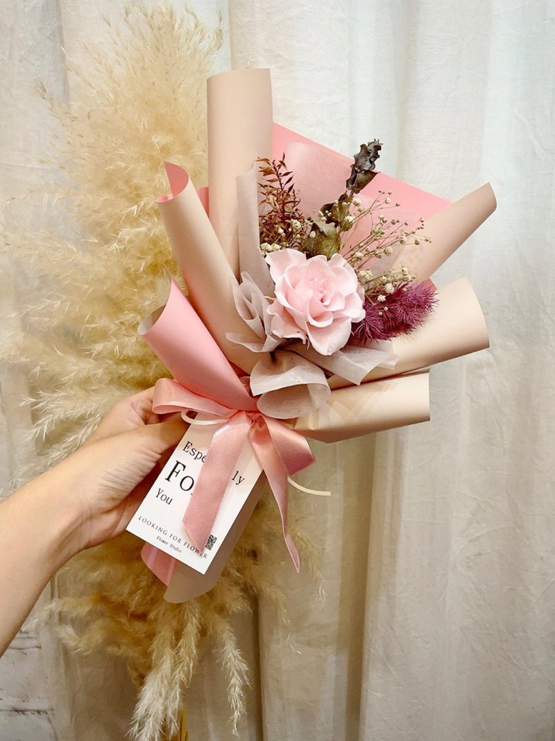 永生玫瑰【粉寶石】乾燥花束 生日禮物 玫瑰花束 單朵花束 畢業 - 乾燥花/永生花 - 植物．花 