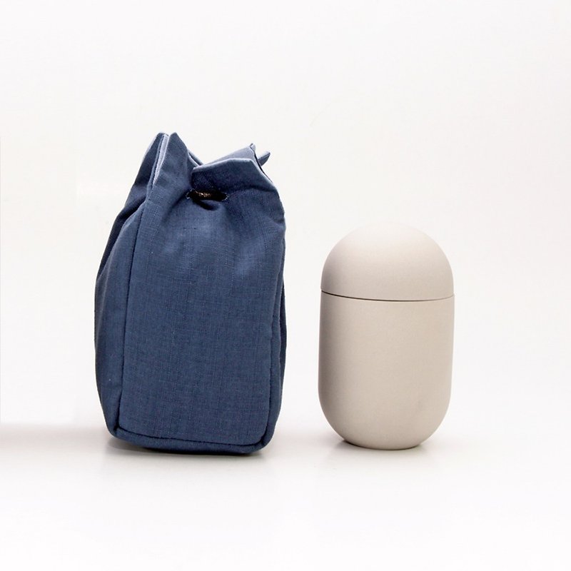 享福茶倉(附旅行保護袋) Round Tea Can + bag - 茶具/茶杯 - 瓷 灰色