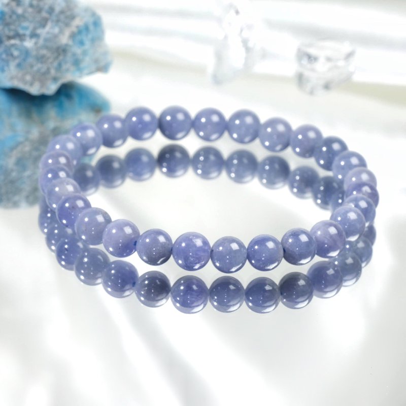 #493 One picture, one thing / 6.5mm Stone crystal bracelet tanzanite Tiffany purple blue - Bracelets - Semi-Precious Stones Purple