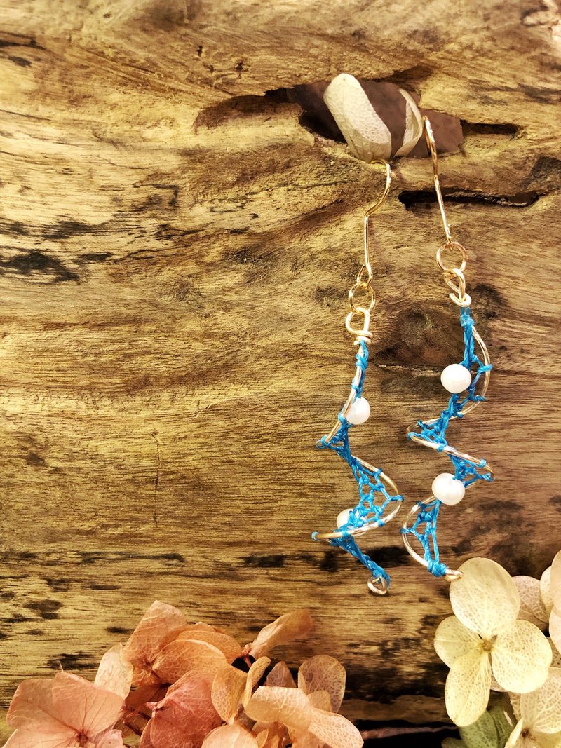 Soul Dream Catcher Earrings Time and Space | Custom Handmade Wedding Healing Small Gifts Unique - Earrings & Clip-ons - Other Materials Blue