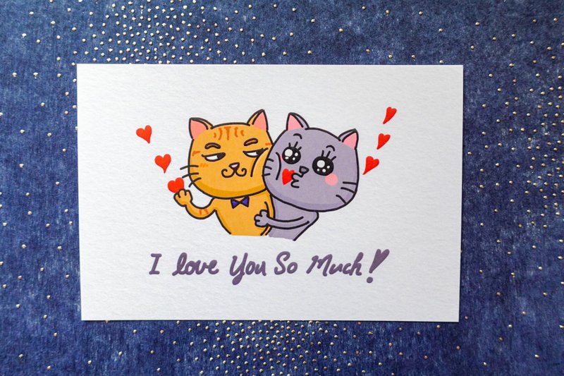 Cat Post Card | I love you so much - การ์ด/โปสการ์ด - กระดาษ สีส้ม