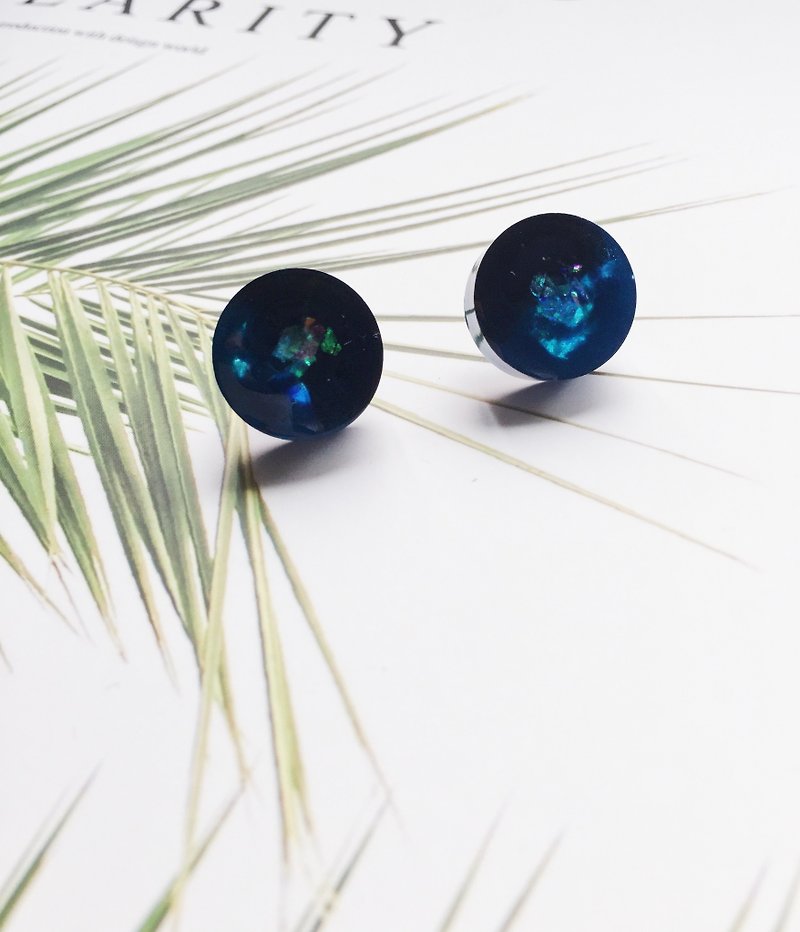 La Don - Thick Circle - Night Stars - Earrings & Clip-ons - Resin Blue