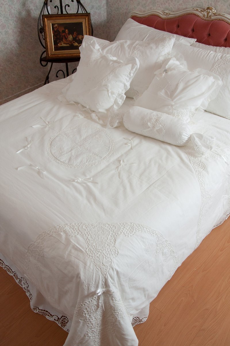 Aromahouse BS02 威尼斯蕾絲寢具組 - 床包/寢具 - 棉．麻 白色