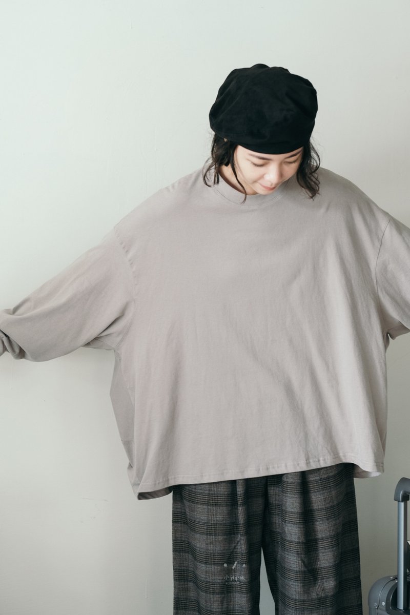 寬寬鬆鬆舒舒服服繭型上衣 - 女上衣/長袖上衣 - 棉．麻 灰色