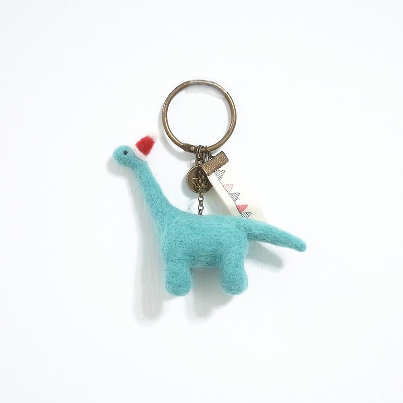 【Q-cute】節慶系列-聖誕節-小雷龍-鑰匙圈/吊飾 - 鑰匙圈/鑰匙包 - 羊毛 藍色