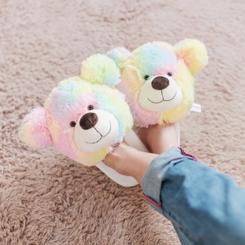CANDY BEAR cotton candy bear slippers - ตุ๊กตา - เส้นใยสังเคราะห์ หลากหลายสี