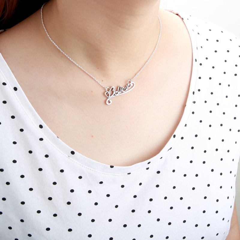 Believe hope s925 sterling silver necklace Birthday Valentine's Day gift - สร้อยคอ - เงินแท้ สีเงิน